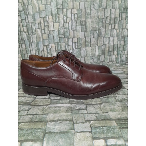 JOHNSTON MURPHY EDGERTON PLAIN TOE MENsz  10 M MAHOGANY LEATHER Oxford Derby - Picture 12 of 12